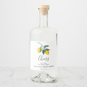 Etiqueta Para Botella De Licor Ducha tropical de novias de limón