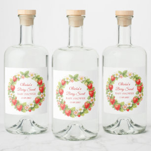 Etiqueta Para Botella De Licor Dulce de Frutas Baby Shower Fresa Bebé Niña Niño