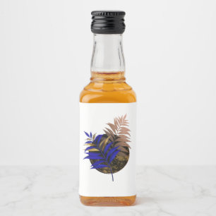 Etiqueta Para Botella De Licor El helecho azul en círculo negro