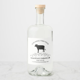 Etiqueta Para Botella De Licor Elegant Farm Cow Silhouette