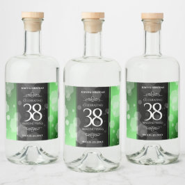 Etiqueta Para Botella De Licor Elegante 38° aniversario de Boda Esmeralda