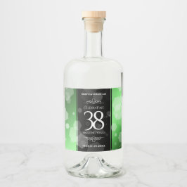 Etiqueta Para Botella De Licor Elegante 38° aniversario de Boda Esmeralda