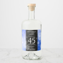 Etiqueta Para Botella De Licor Elegante 45° Aniversario del Boda de Sapphire
