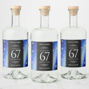 Etiqueta Para Botella De Licor Elegante 67º Aniversario del Boda de Star Sapphire