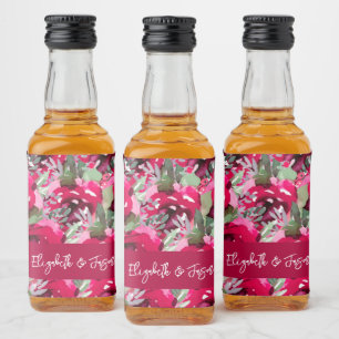Etiqueta Para Botella De Licor Elegante acuarela Boda de flores rosadas Mini