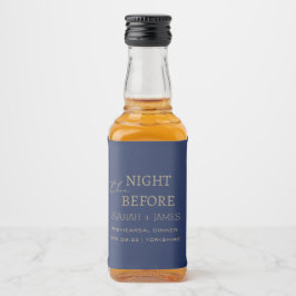 Etiqueta Para Botella De Licor Elegante Azul Marino y Dorado la Noche Antes de la