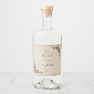 Etiqueta Para Botella De Licor Elegante Boda de decoración beige elegante