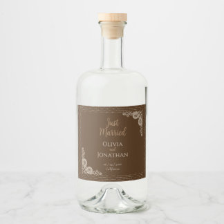 Etiqueta Para Botella De Licor Elegante Boda elegante de bronce ornamentado