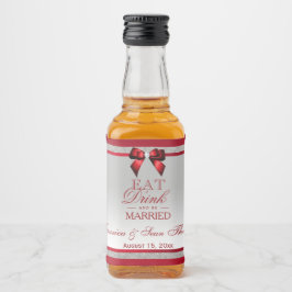 Etiqueta Para Botella De Licor Elegante Boda Purpurina rojo y plateado mini