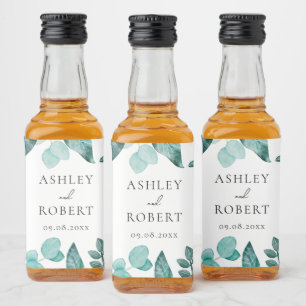 Etiqueta Para Botella De Licor Elegante Boda Verde azulado personalizado de la ve