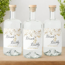 Etiqueta Para Botella De Licor Elegante Brunch Bubbly Bridal Shower Gold Confetti