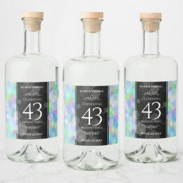 Etiqueta Para Botella De Licor Elegante celebración del 43° Aniversario del Boda