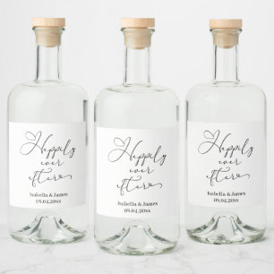 Etiqueta Para Botella De Licor Elegante, feliz por siempre después de un romántic