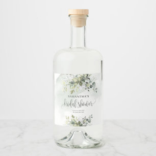 Etiqueta Para Botella De Licor Elegante follaje verde faux dorado Bridal Shower