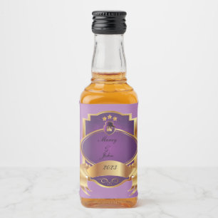 Etiqueta Para Botella De Licor Elegante morado y dorado