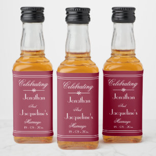 Etiqueta Para Botella De Licor Elegante nombre de boda personalizada Burgundy Min