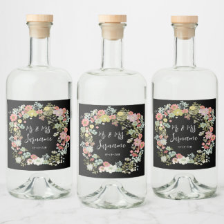 Etiqueta Para Botella De Licor Elegante Personalizado De Jardín Floral De Noche I