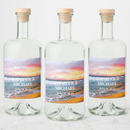 Etiqueta Para Botella De Licor Elegante Playa Sunset Tropical Verano Elegante