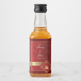 Etiqueta Para Botella De Licor Elegante rojo y dorado