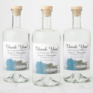 Etiqueta Para Botella De Licor Elegante Rosa azul turquesa Moda Boda Gracias