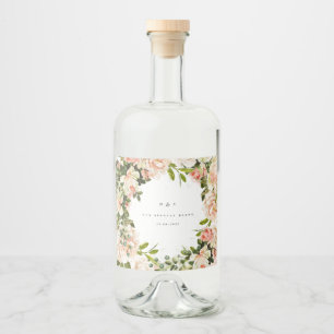 Etiqueta Para Botella De Licor Elegante Rosa Romance Boda