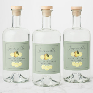 Etiqueta Para Botella De Licor Elegante Script Watercolor Lemon Boda Limoncello
