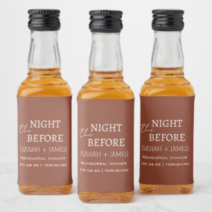 Etiqueta Para Botella De Licor Elegante Terracota Blanca la Noche Antes de la Bod