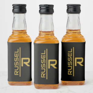 Etiqueta Para Botella De Licor Elegantes Groomsmen Personalizados en Negro y Oro