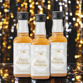 Etiqueta Para Botella De Licor Elegantes Navidades de ornamentos blancos con copo
