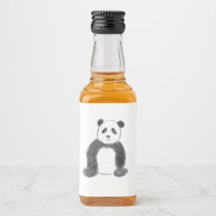 Etiqueta Para Botella De Licor Esbozo de panda blanco y negro