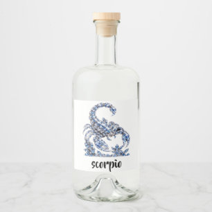 Etiqueta Para Botella De Licor Escorpio de Cristal de Plata Colección de Lujo ✨