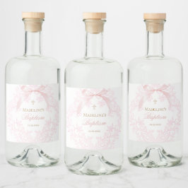 Etiqueta Para Botella De Licor escudo rosa de color de agua | Bautismo