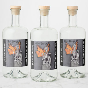 Etiqueta Para Botella De Licor Esqueleto de Halloween - Día personalizado de los 