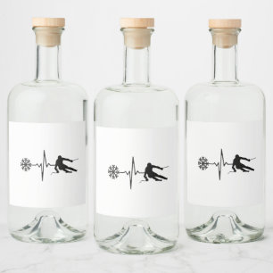 Etiqueta Para Botella De Licor Esquí - Regalo de esquí de ritmo cardíaco