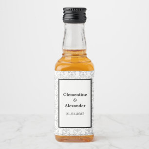Etiqueta Para Botella De Licor Estilo Art Déco Elegante en Blanco y Negro