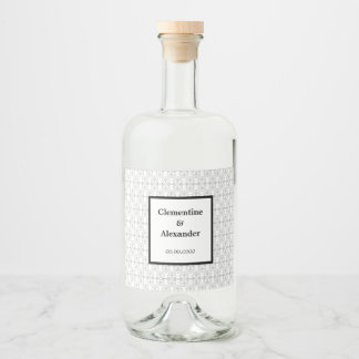 Etiqueta Para Botella De Licor Estilo Art Deco Elegante en Blanco y Negro