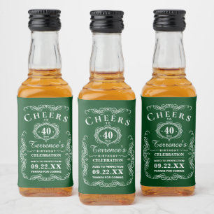Etiqueta Para Botella De Licor Estilo de la tipografía verde y blanca de moda Cum