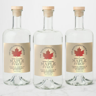 Etiqueta Para Botella De Licor Etiqueta circular de jarabe de arce sobre oro