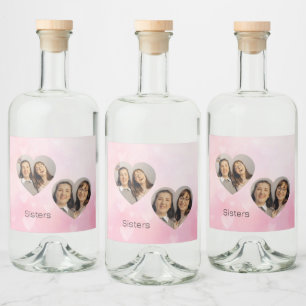 Etiqueta Para Botella De Licor Etiqueta de Foto con Forma de Corazón para Hermana