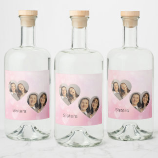 Etiqueta Para Botella De Licor Etiqueta de Foto con Forma de Corazón para Hermana