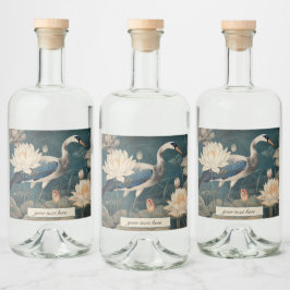 Etiqueta Para Botella De Licor Etiqueta de licor botánico personalizada de grulla
