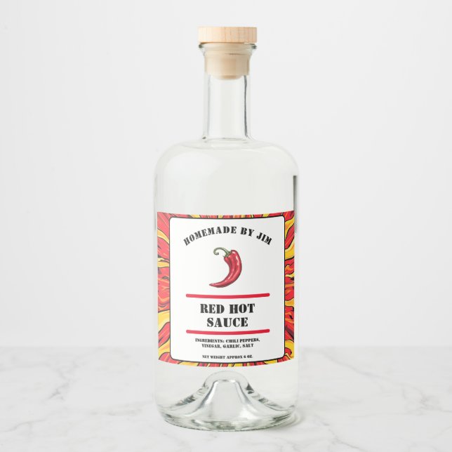 Etiqueta Para Botella De Licor Etiqueta de Pimienta de Salsa de Chili Roja Modern (Anverso)