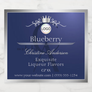 Etiqueta Para Botella De Licor Etiqueta de producto azul marino con logotipo de m