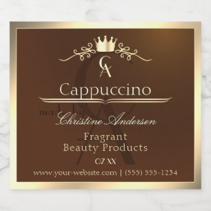 Etiqueta Para Botella De Licor Etiqueta de producto café marrón marco dorado y mo