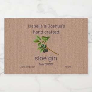 Etiqueta Para Botella De Licor Etiqueta de Sloe Gin en papel de color Kraft