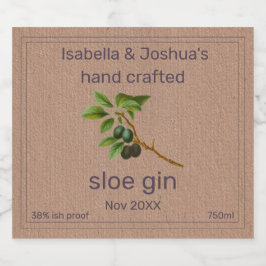 Etiqueta Para Botella De Licor Etiqueta de Sloe Gin en papel de color Kraft