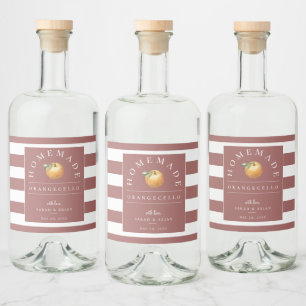 Etiqueta Para Botella De Licor Etiqueta moderna de bebida Orangecello Rosa Stripe
