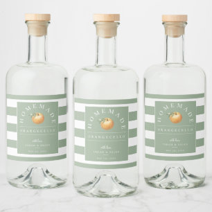 Etiqueta Para Botella De Licor Etiqueta moderna de bebida Orangecello Sage Stripe