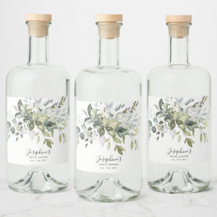 Etiqueta Para Botella De Licor Eucalyptus Foliage Bridal Shower Favor