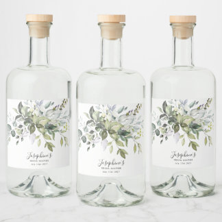 Etiqueta Para Botella De Licor Eucalyptus Foliage Bridal Shower Favor